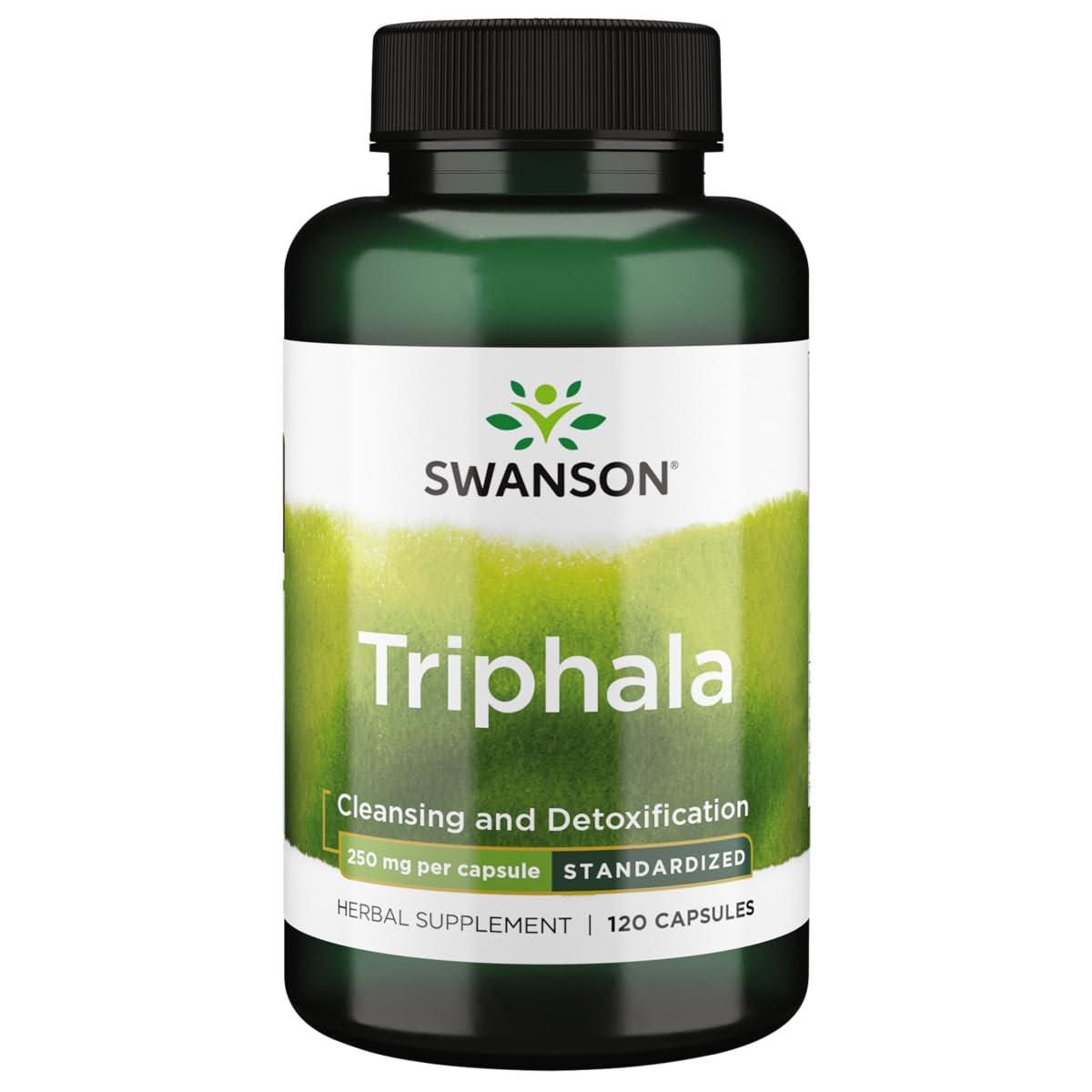 Swanson Triphala standardisé, flacon de 120 capsules, soutien digestif naturel et équilibrant.