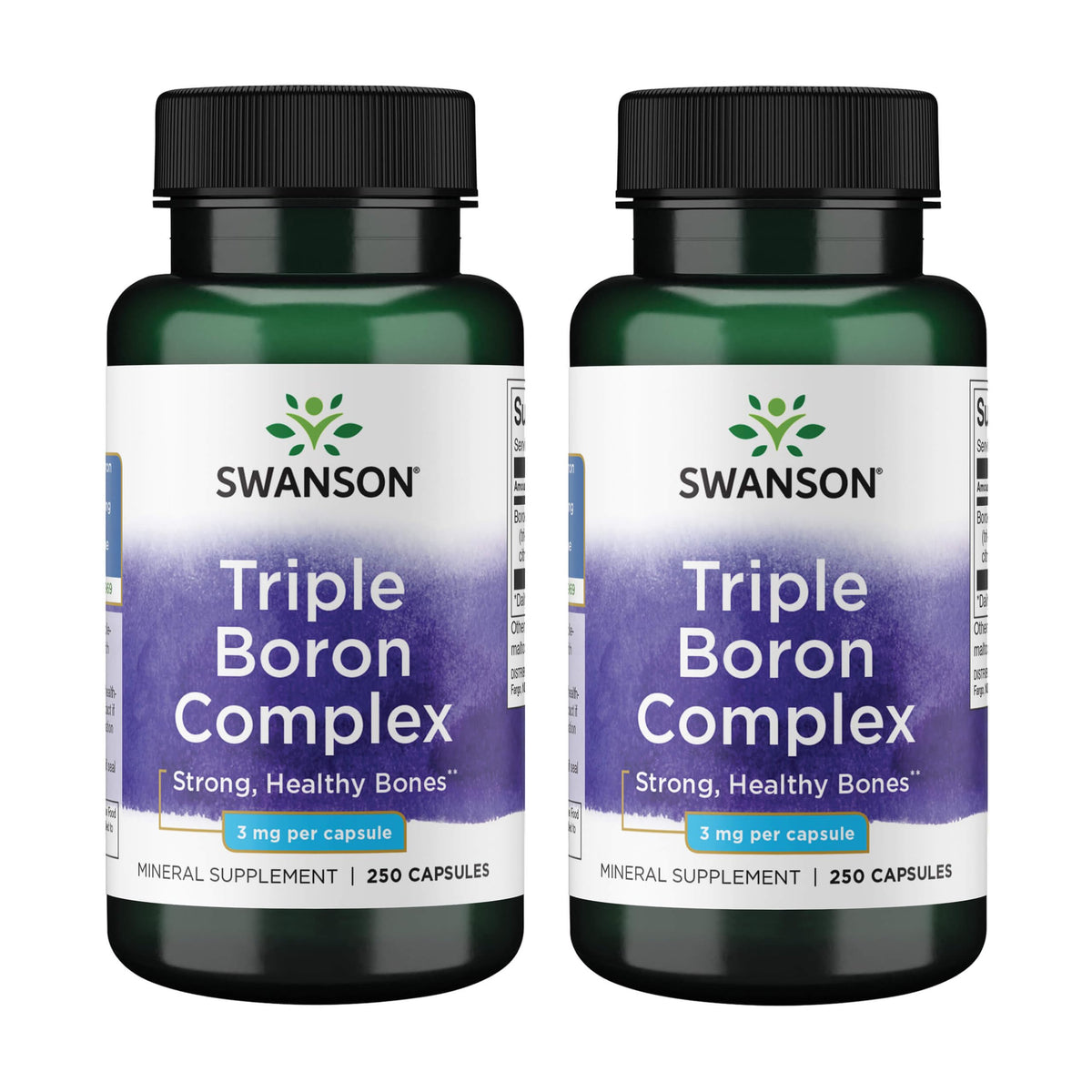 Swanson Triple Boron Complex – bouteille de capsules, absorption potentielle améliorée.