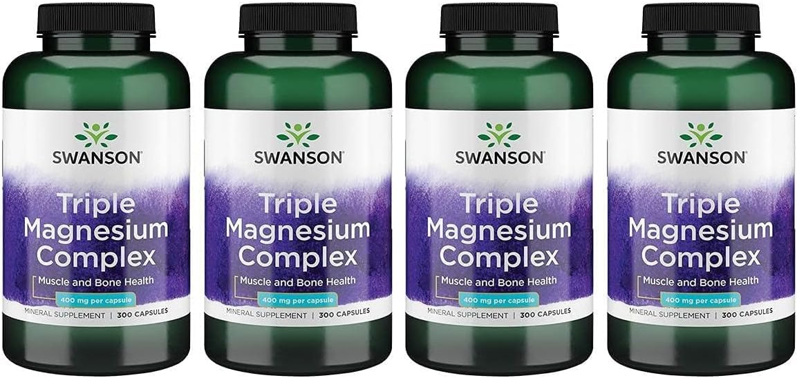 Swanson Triple Magnésium Complex, bouteille — soutien potentiel des nerfs et des muscles au quotidien.