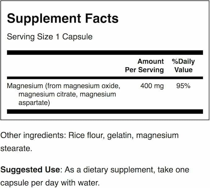 Swanson Triple Magnésium Complex, capsules — absorption potentielle améliorée grâce au citrate et à l’oxyde.
