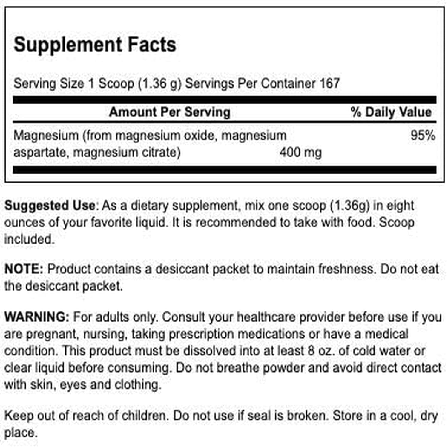 Swanson Triple Magnesium Complex, poudre avec dose, aide à réduire la fatigue.