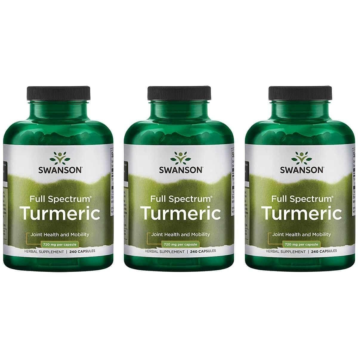 Swanson Turmeric – bouteille de capsules, soutien possible des articulations.