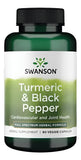 Swanson Turmeric & Black Pepper – bouteille de gélules pour soutien potentiel digestion et circulation.
