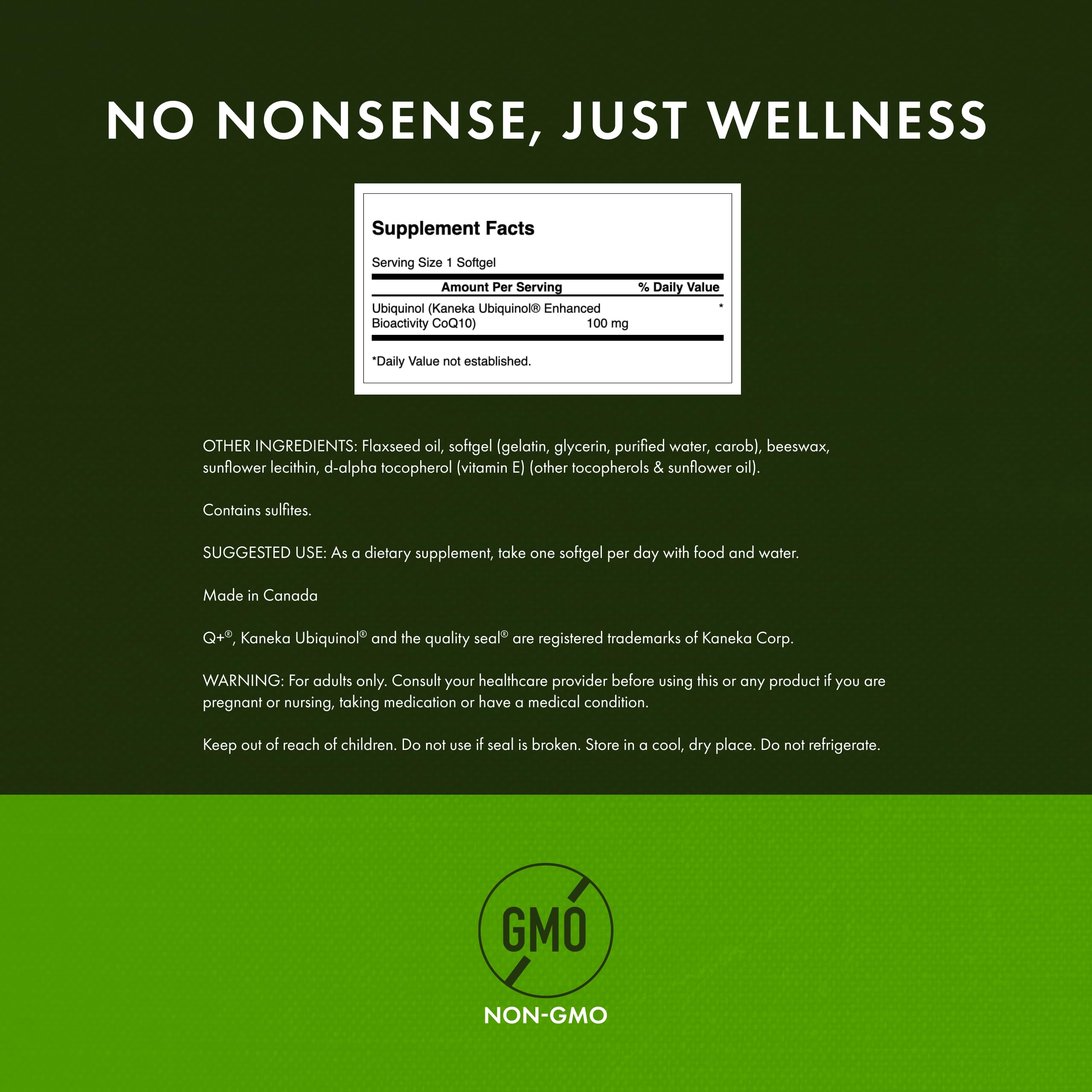 Swanson Ubiquinol 100 mg, bouteille refermable facilitant le dosage quotidien.