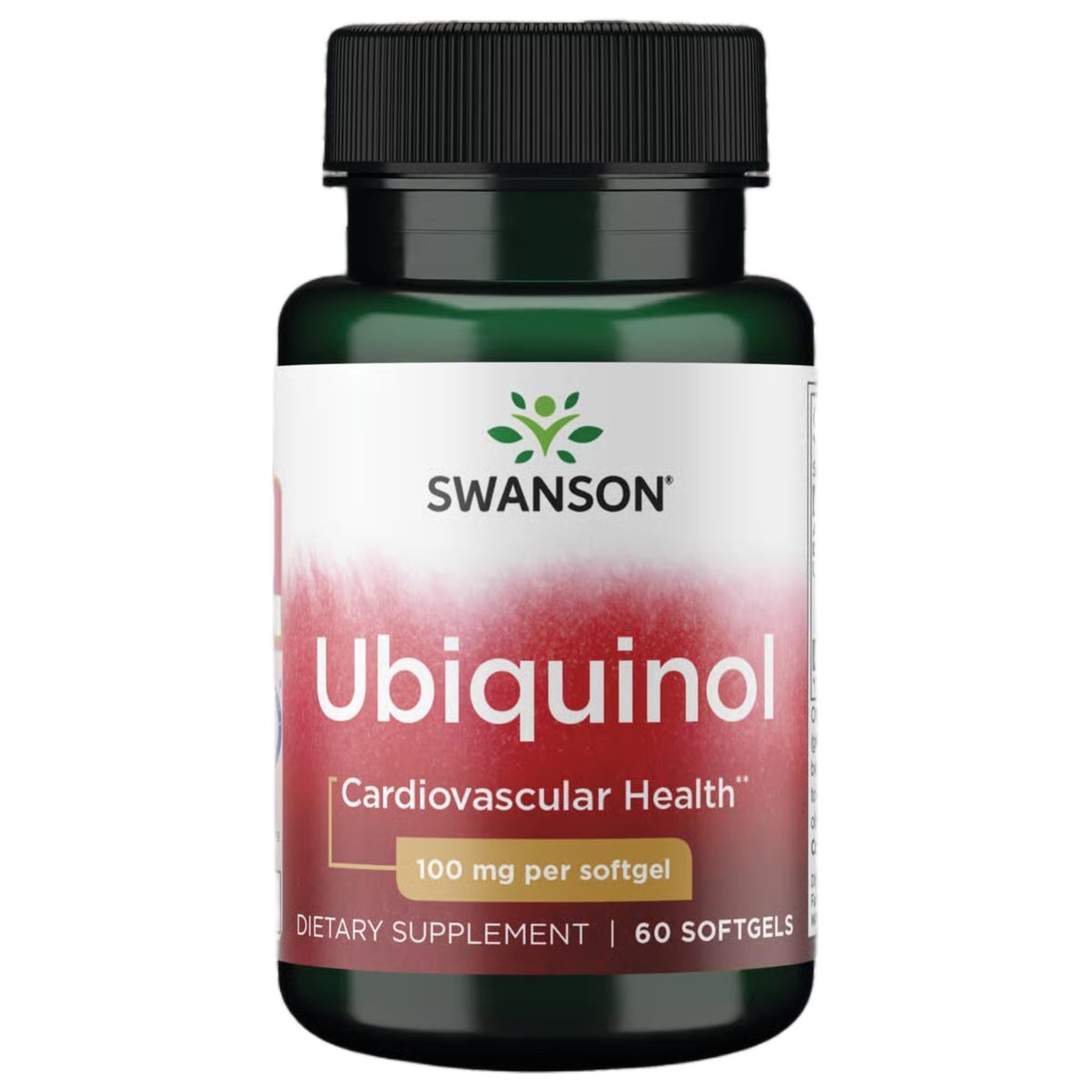 Swanson Ubiquinol 100 mg, bouteille de gélules, soutien potentiel d'énergie quotidienne.