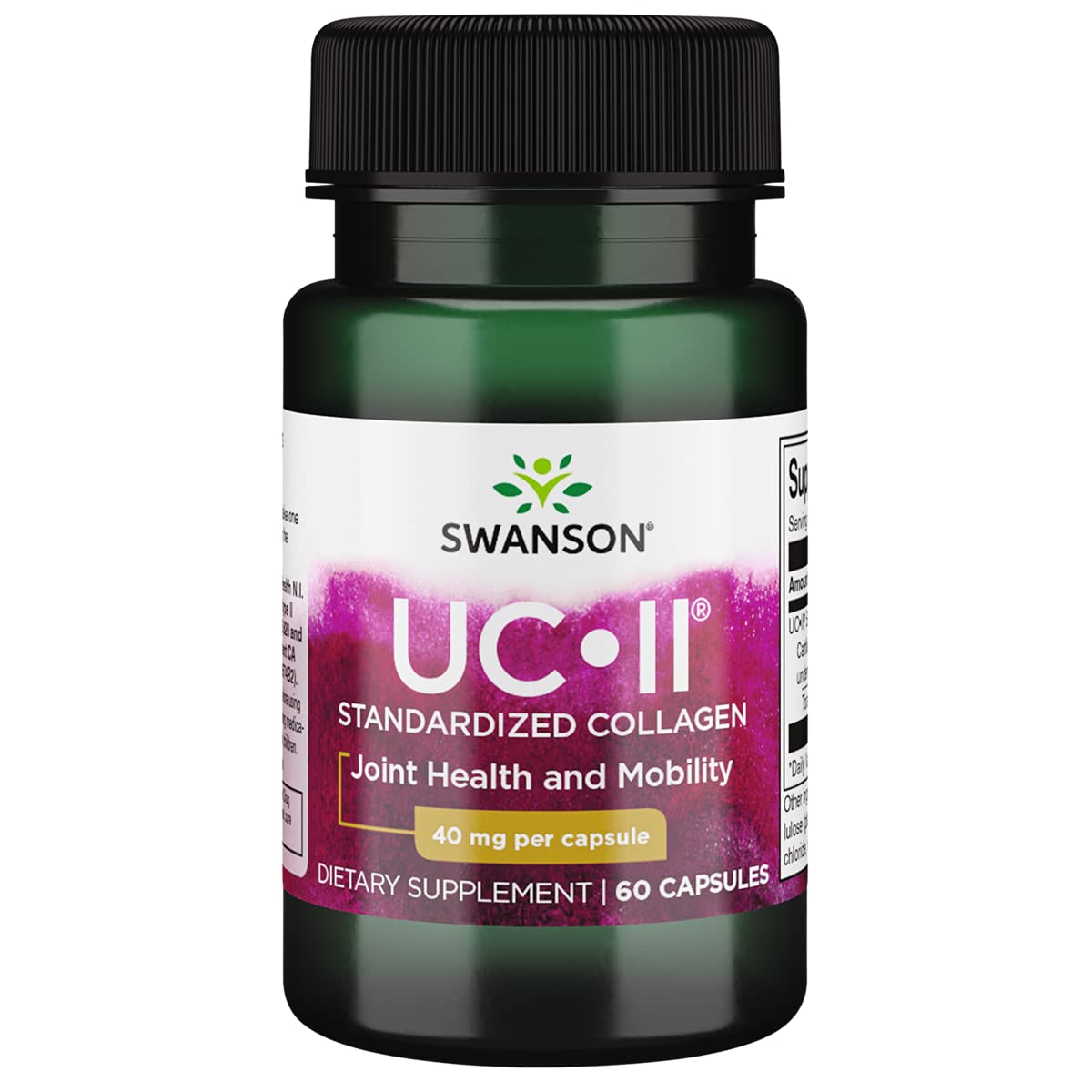 Swanson UC-II collagene capsules dans emballage pratique pour la routine quotidienne.