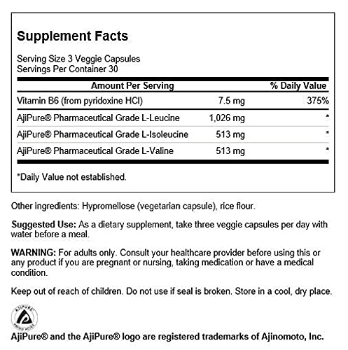 Étiquette Swanson ULT Veg BCAA détaillant caractéristiques et bienfaits potentiels.