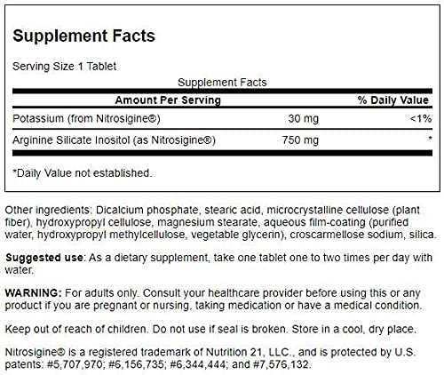 Swanson Ultra Arginine Complex etiquette: étiquette informative et ingrédients vegan.