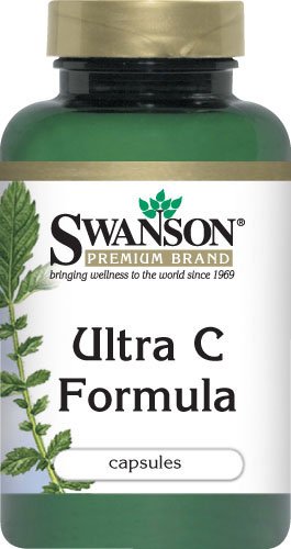 Swanson Ultra C Formule 250 capsules — étiquette lisible indiquant les ingrédients et traçabilité.