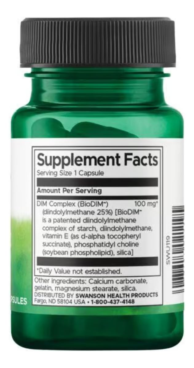Swanson Ultra Dim Complex – capsules: concentré en Diindolylméthane pour un apport quotidien