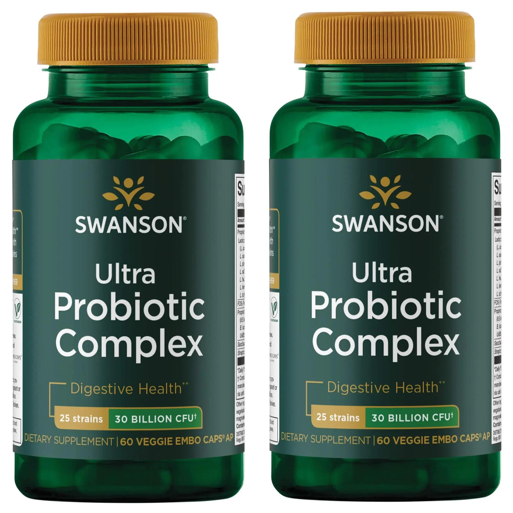 Swanson Ultra Complexe Probiotique – bouteille avec étiquette, soutien digestif potentiel.