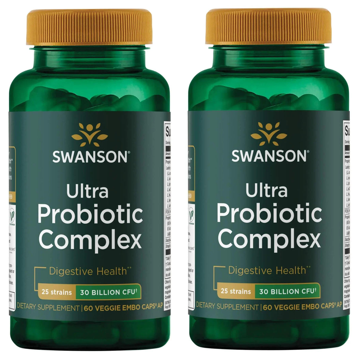 Swanson Ultra Complexe Probiotique – bouteille avec étiquette, soutien digestif potentiel.