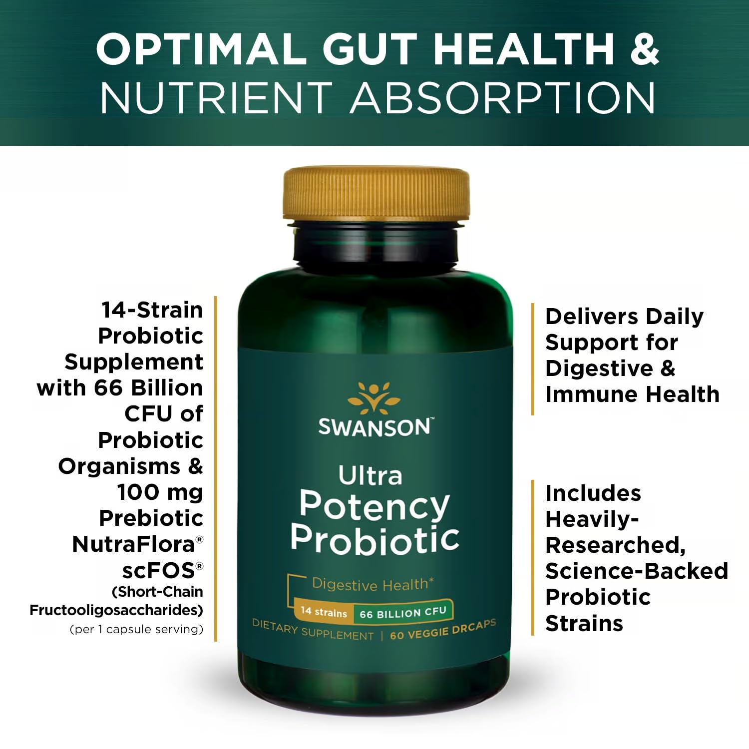 Swanson Ultra Probiotique: emballage 2 paquets pour une utilisation prolongée.