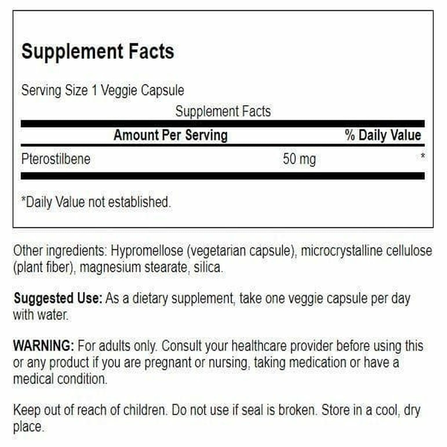 Capsules véganes Swanson Ultra Pterostilbene 50 mg faciles à avaler