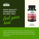 Swanson Ultra Resveratrol – tableau nutrition, détails rapides.