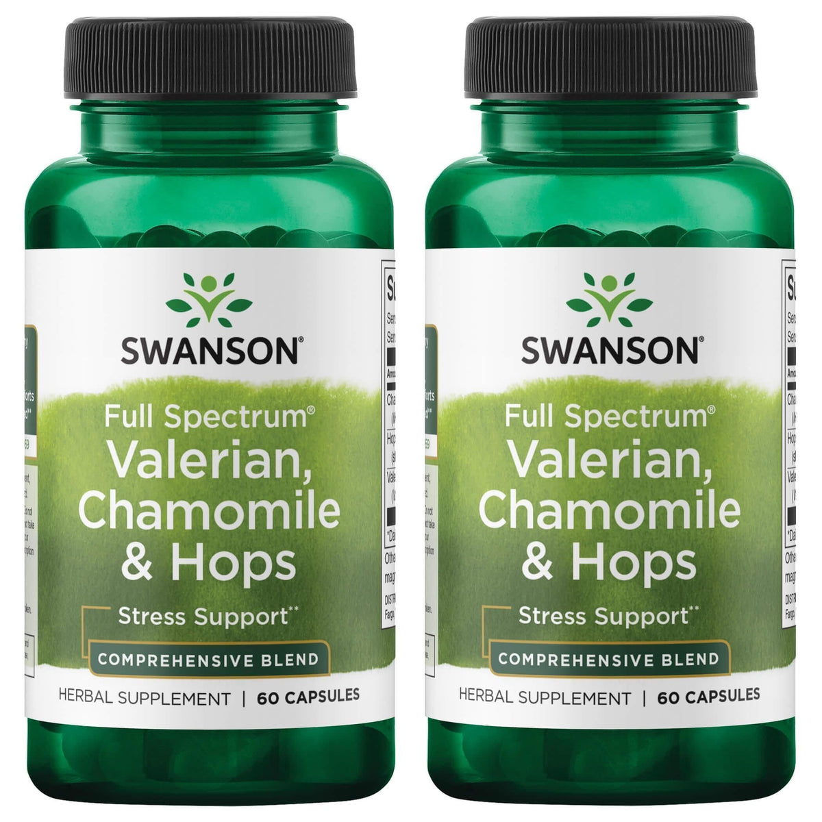 Swanson Valériane Camomille Houblon: bouteille de 60 gélules pour relaxation nocturne