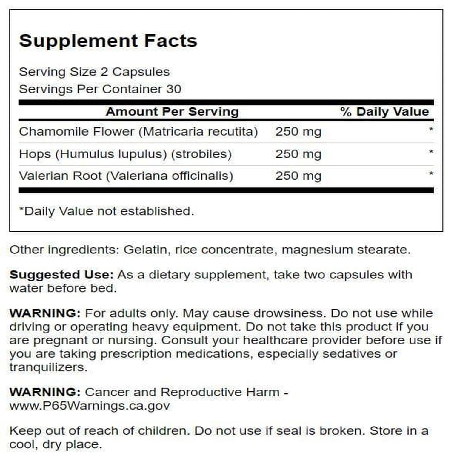 Swanson Valériane Camomille Houblon: capsules prêtes à être utilisées dans une routine apaisante