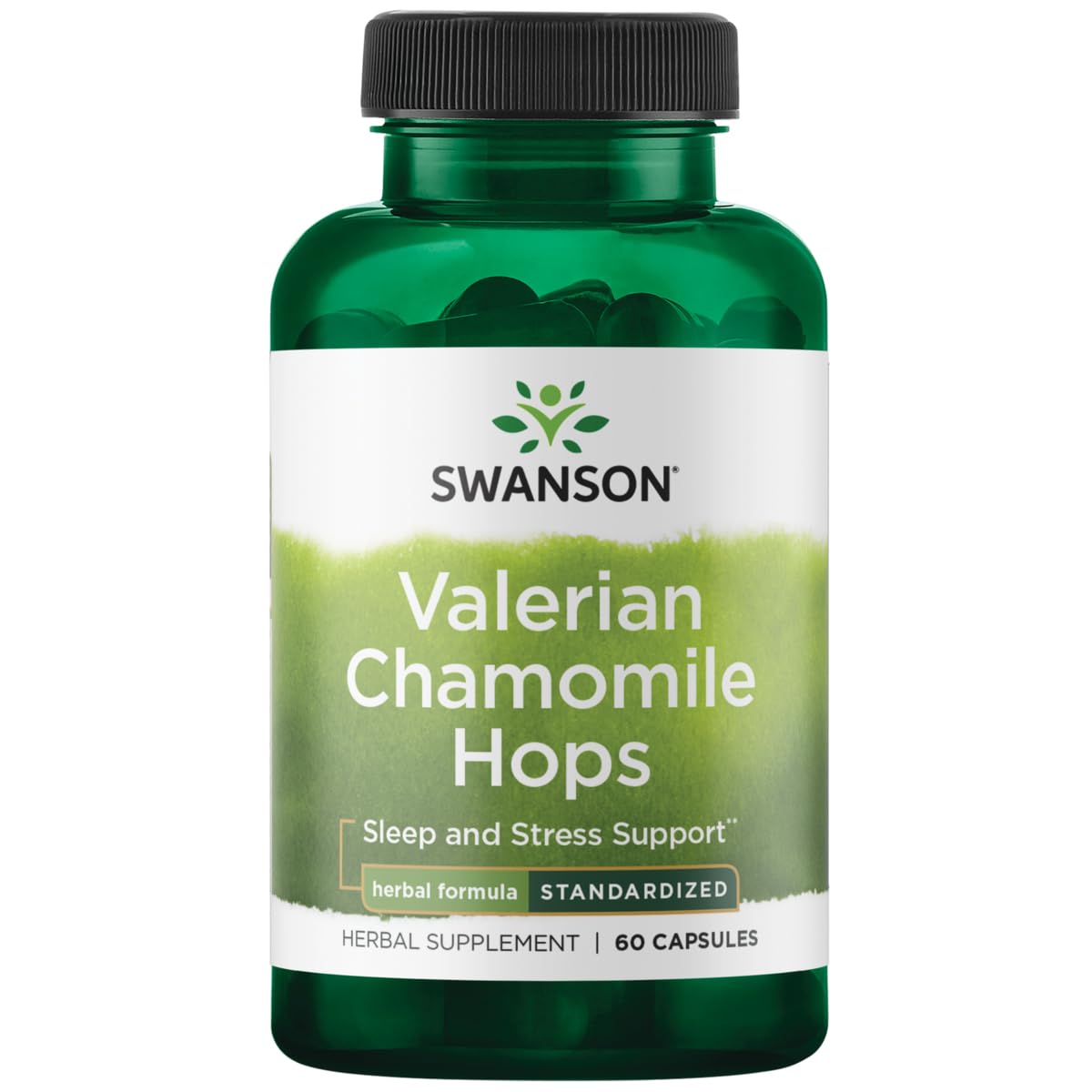 Swanson Valériane Camomille Houblon – capsules pour un sommeil potentiellement plus paisible.