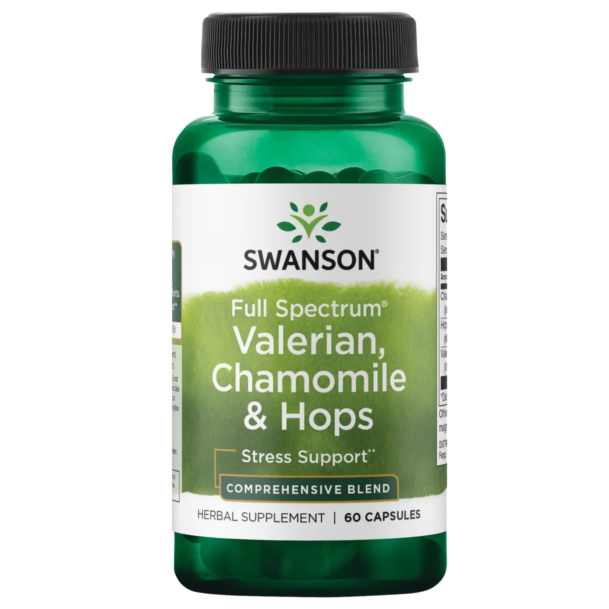 Swanson Valériane-Camomille-Houblon: capsules favorisant une relaxation naturelle.