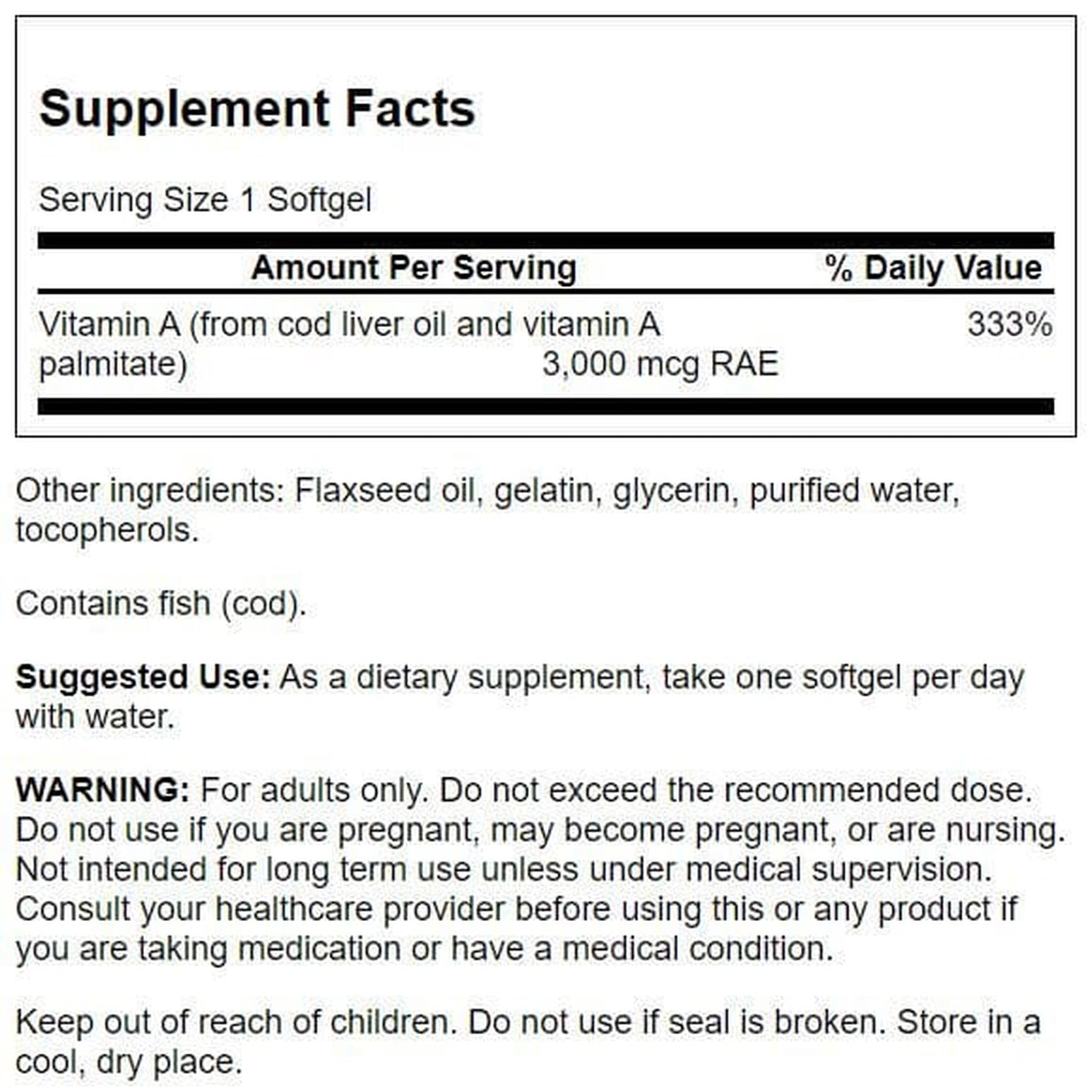 Swanson Vitamine A, bouteille: format pratique pour l usage quotidien.