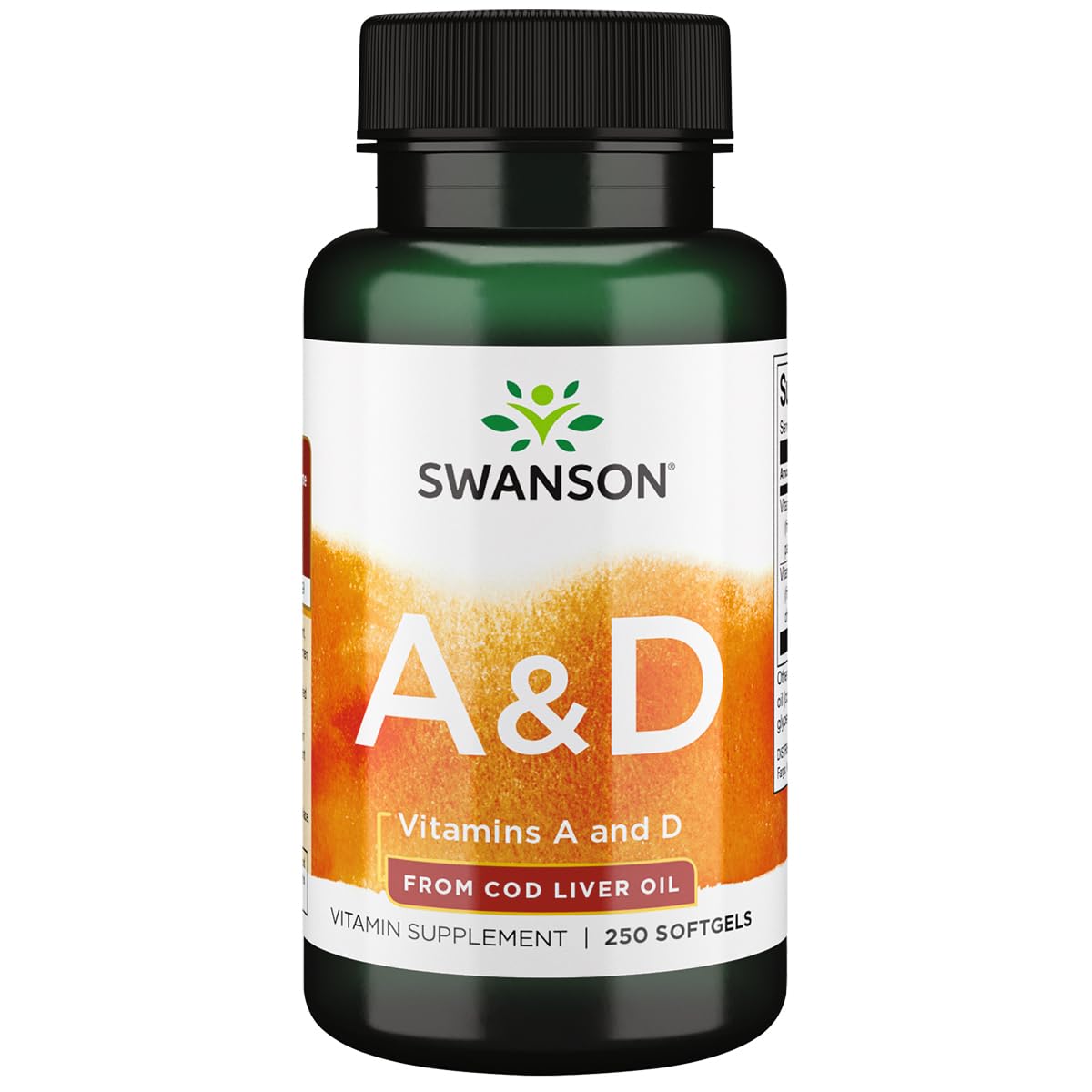 Swanson Vitamine A et D – gélules dans une bouteille, soutien potentiel à la santé oculaire.