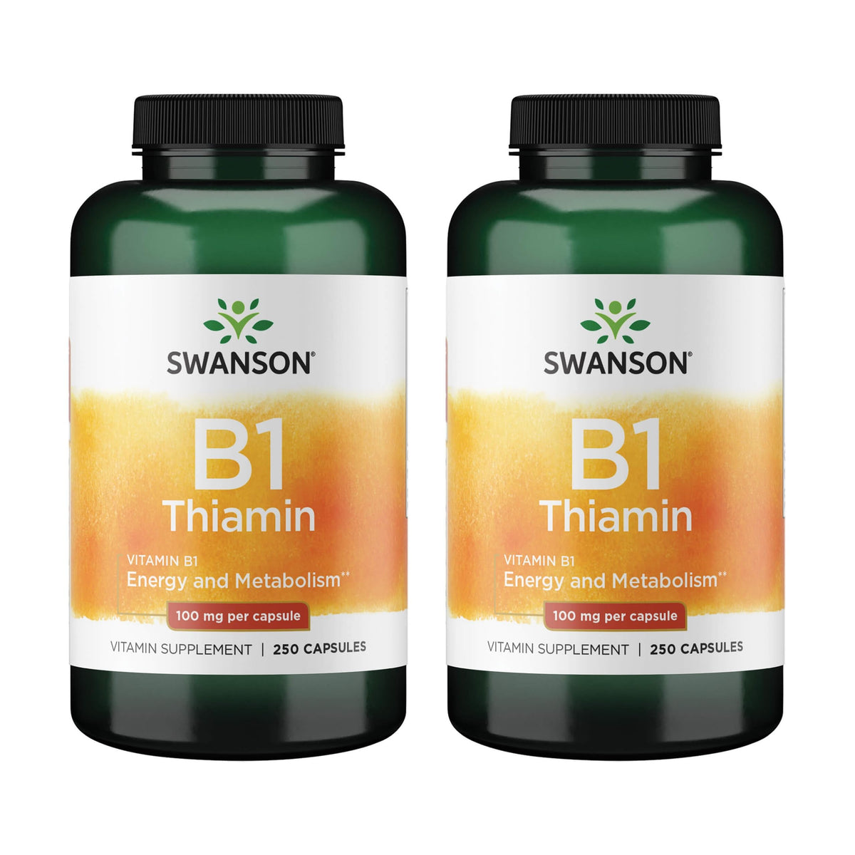 Swanson Vitamine B1 - bouteille de capsules, soutien potentiel au métabolisme.