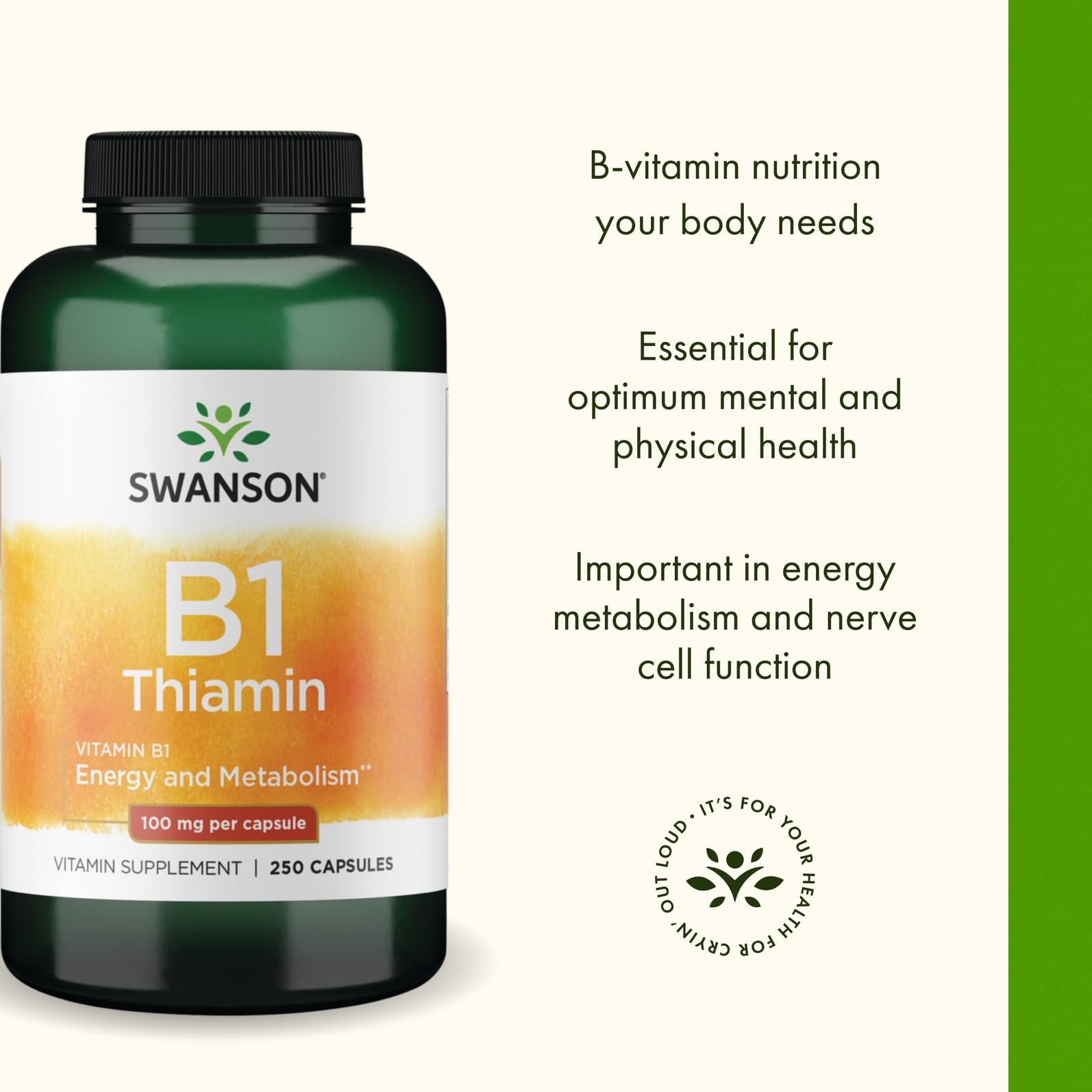 Swanson Vitamine B1 - cuillère-dose pratique pour dosage simple.