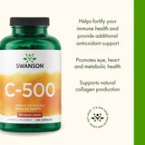 Swanson vitamine C 500: emballage 250 capsules pour un approvisionnement pratique.