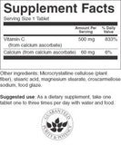 Swanson Vitamine C 500 mg, tablettes visibles, bonus antioxydant potentiel et soutien quotidien