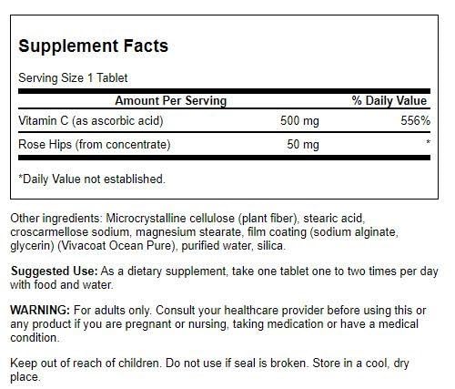 Swanson Vitamine C avec églantier – consommation quotidienne pour énergie et protection antioxydante.
