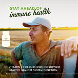 Étiquette Swanson Vitamine C montrant les informations nutritionnelles et les avantages potentiels.