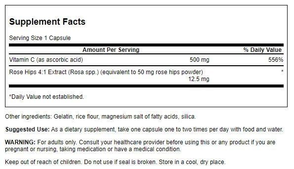 Swanson vitamine C avec cynorhodon, bouteille pratique pour l'antioxydant et la vitalité quotidienne.