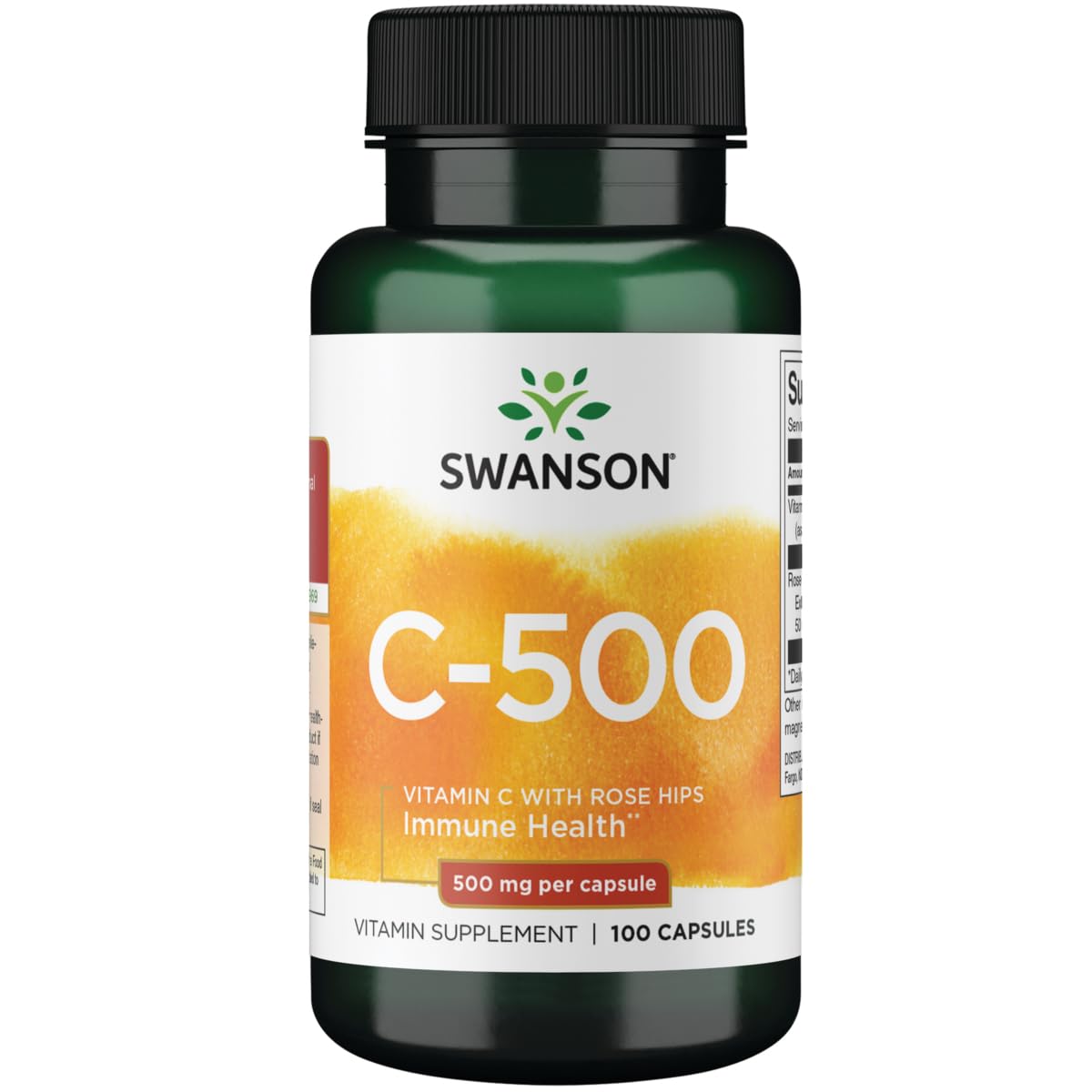Swanson vitamine C avec cynorhodon, capsule pratique pour le soutien immunitaire potentiel.