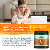 Swanson Vitamine C poudre ascorbique – étiquette claire facilitant l'identification.