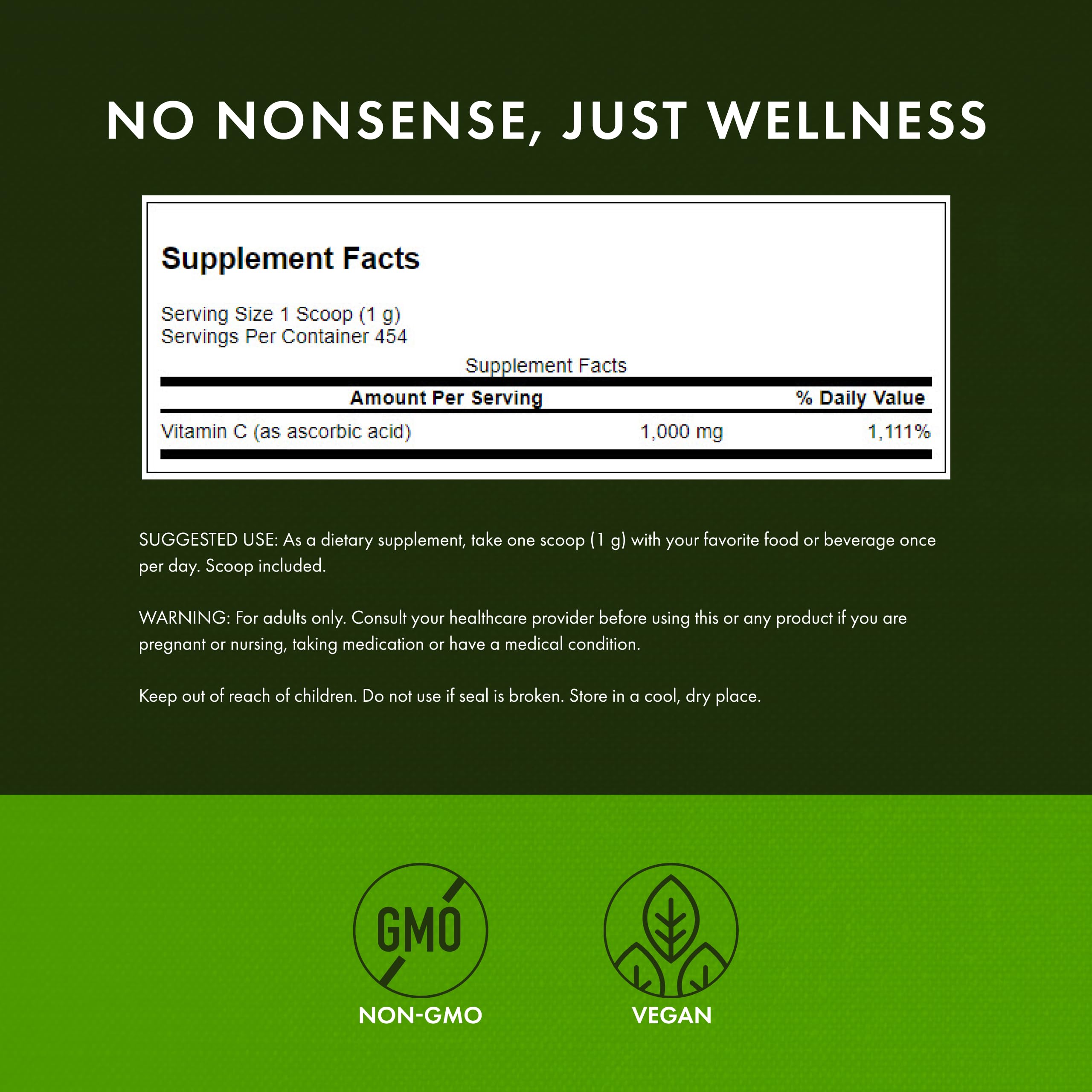 Swanson Vitamine C Poudre—verre-dose, mesure précise de 1000 mg