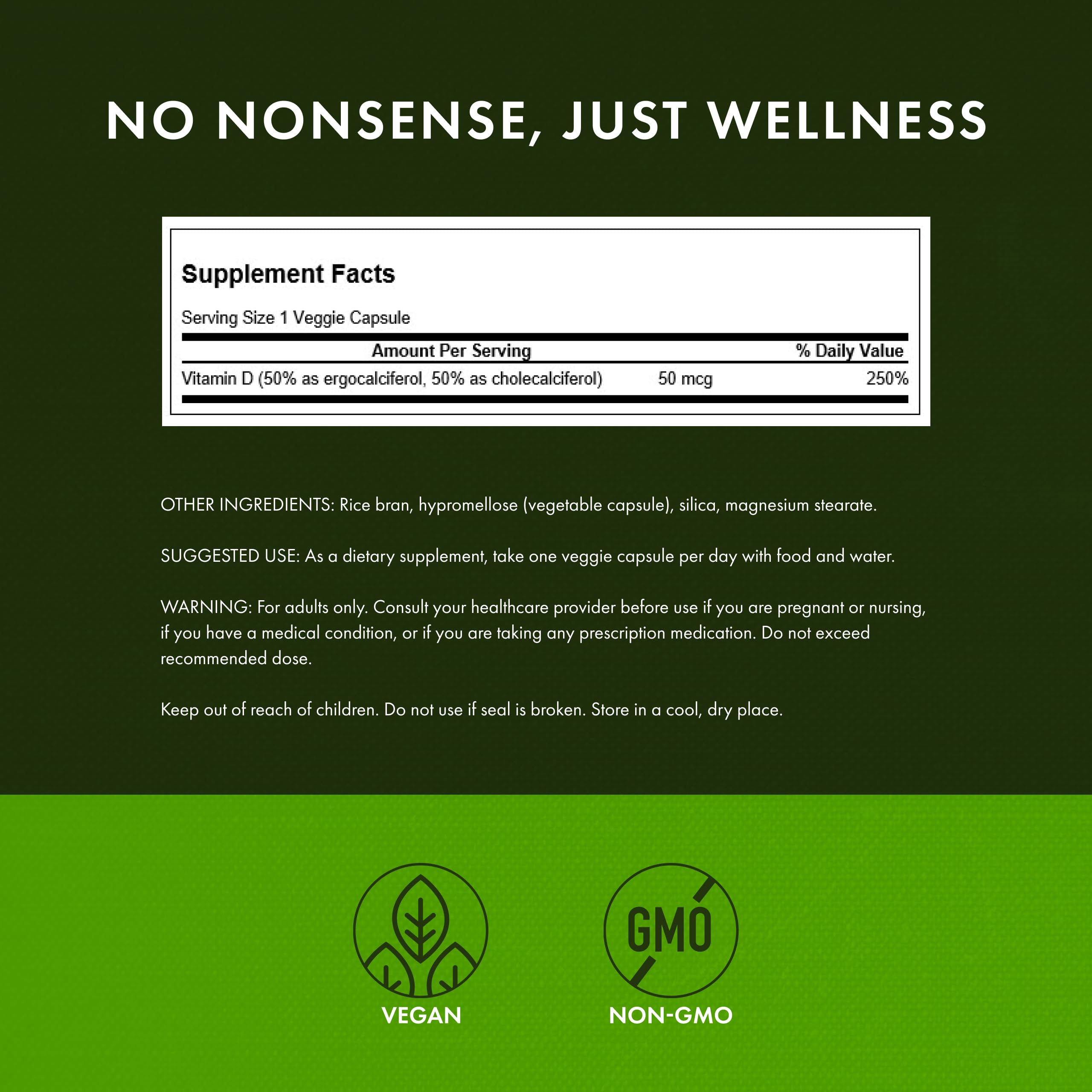 Swanson Vitamine D Complexe - étiquette claire: informations utiles à portée de main.