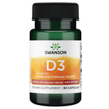 Swanson Vitamine D-3 1000 UI capsules – soutien potentiel des os et du système immunitaire.