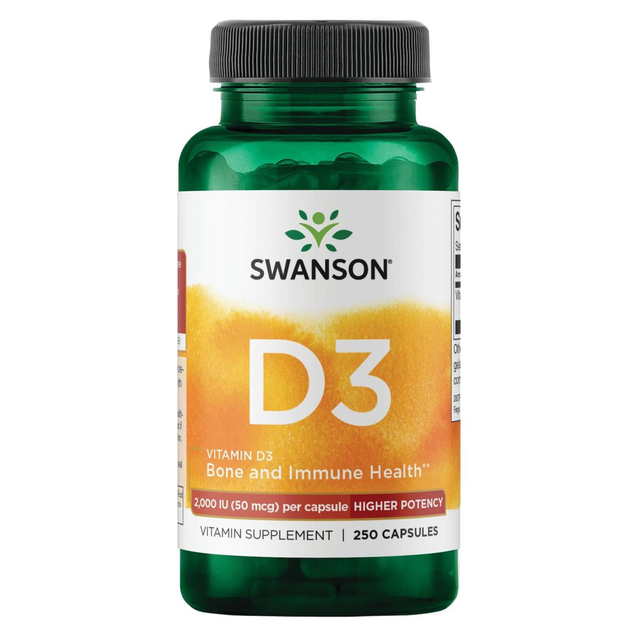 Swanson Vitamine D3 - bouteille: soutien quotidien de la santé des os et du système immunitaire.