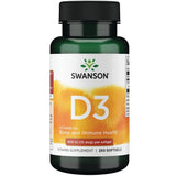 Swanson vitamine D3 400UI capsules molles: soutien osseux et absorption calcium.