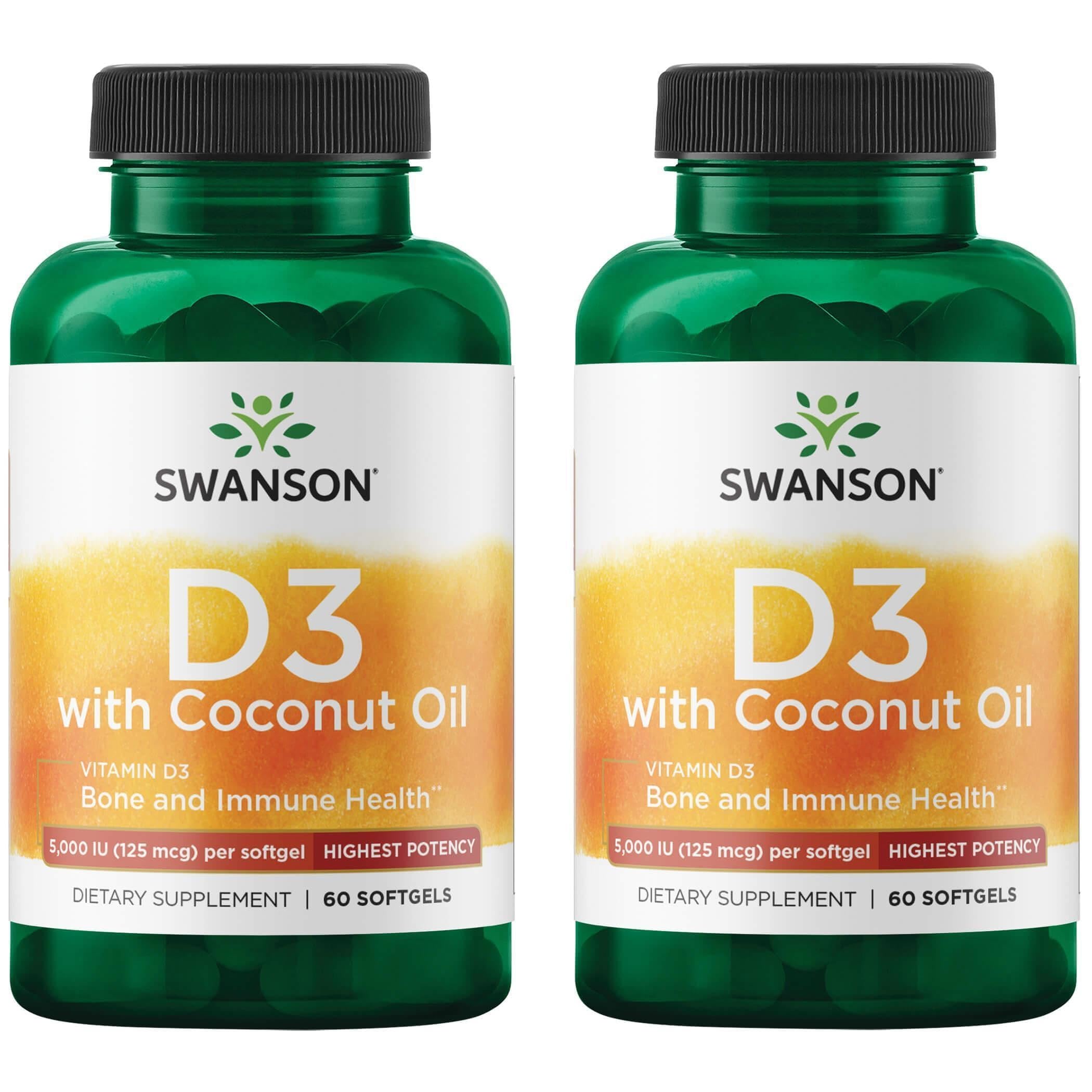 Swanson Vitamine D3 Coco - bouteille de gélules, soutien osseux et immunitaire
