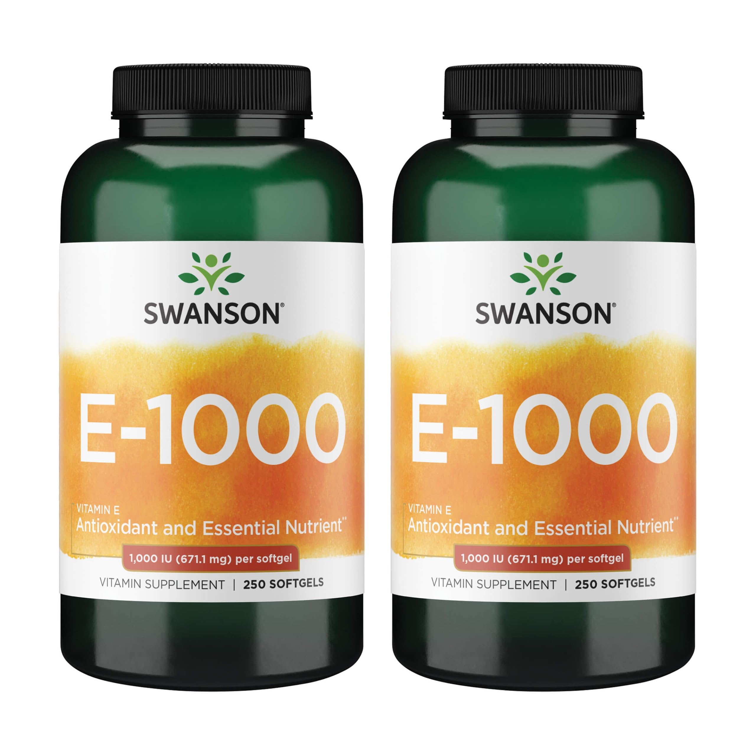 Swanson Vitamine E 1000 UI – bouteille, soutien potentiel pour le cœur et le système nerveux.