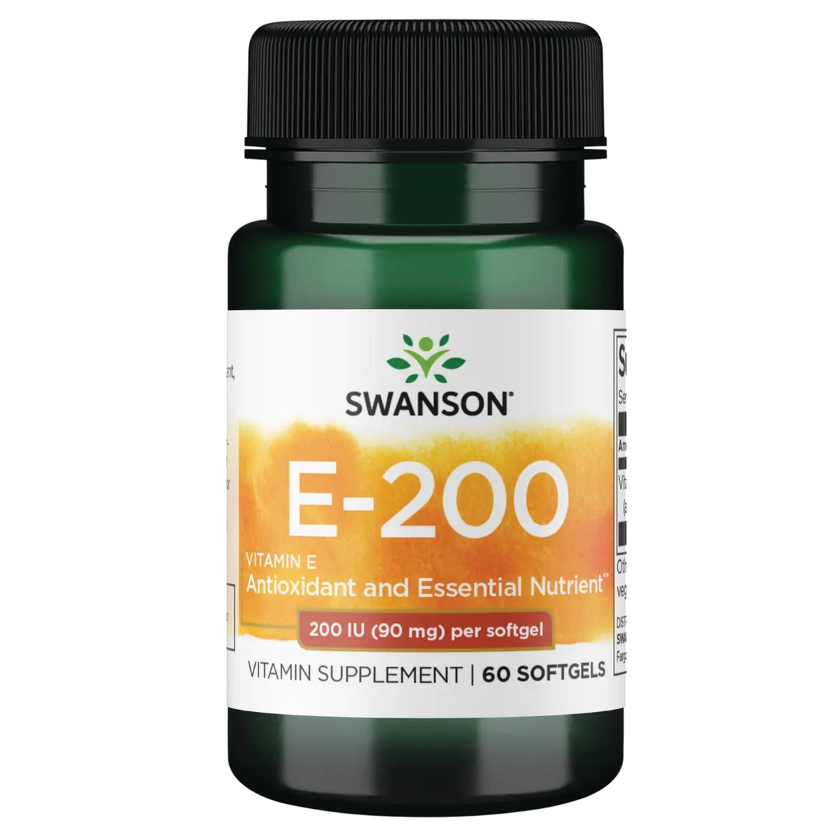 Swanson Vitamine E 200 UI – bouteille, prise quotidienne pratique pour le soutien antioxydant.