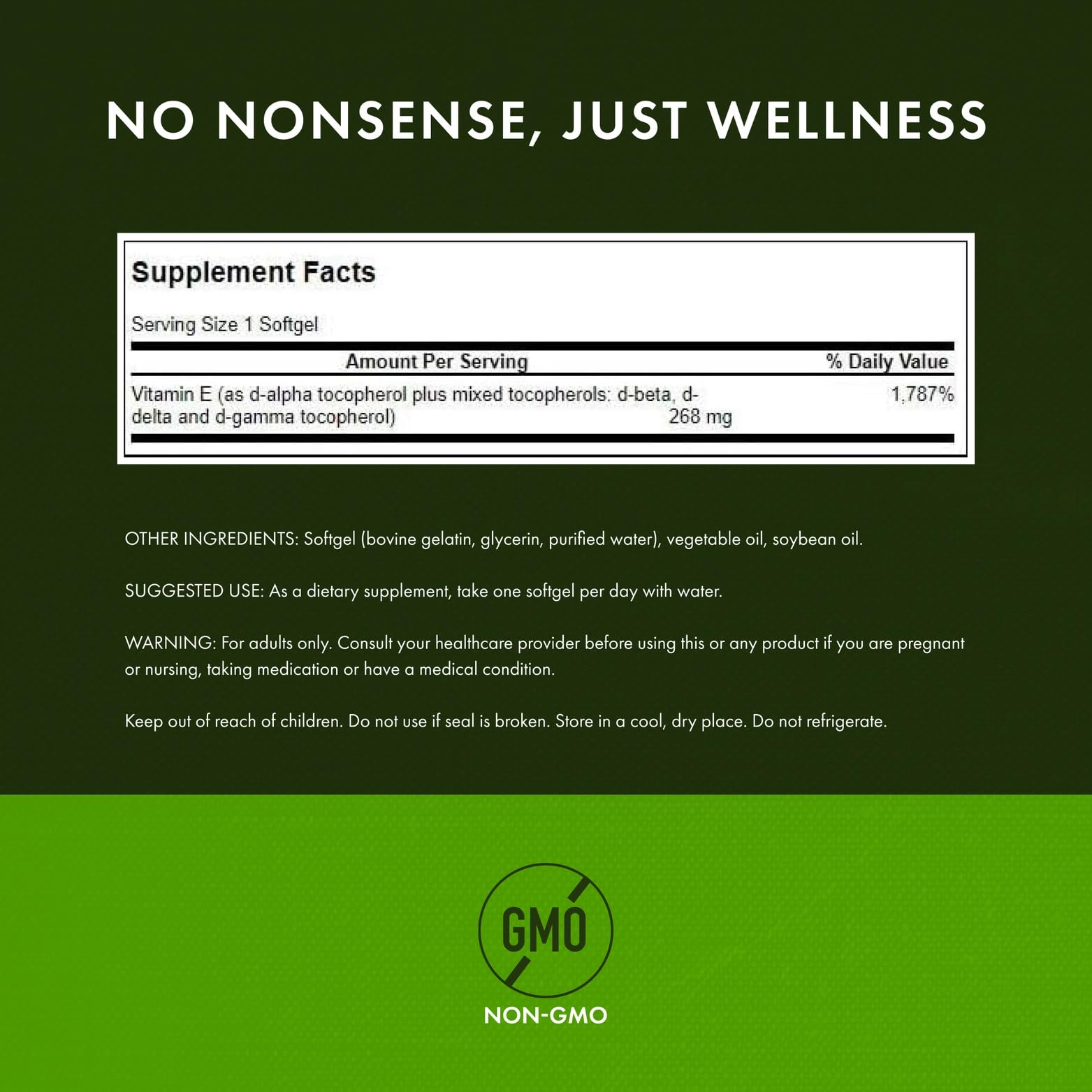 Étiquette Swanson Vitamin E 400 UI, informations claires sur les tocophérols mélangés.