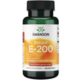 Swanson Vitamine E Naturelle – bouteille 200 UI, soutien potentiel au bien-être quotidien.