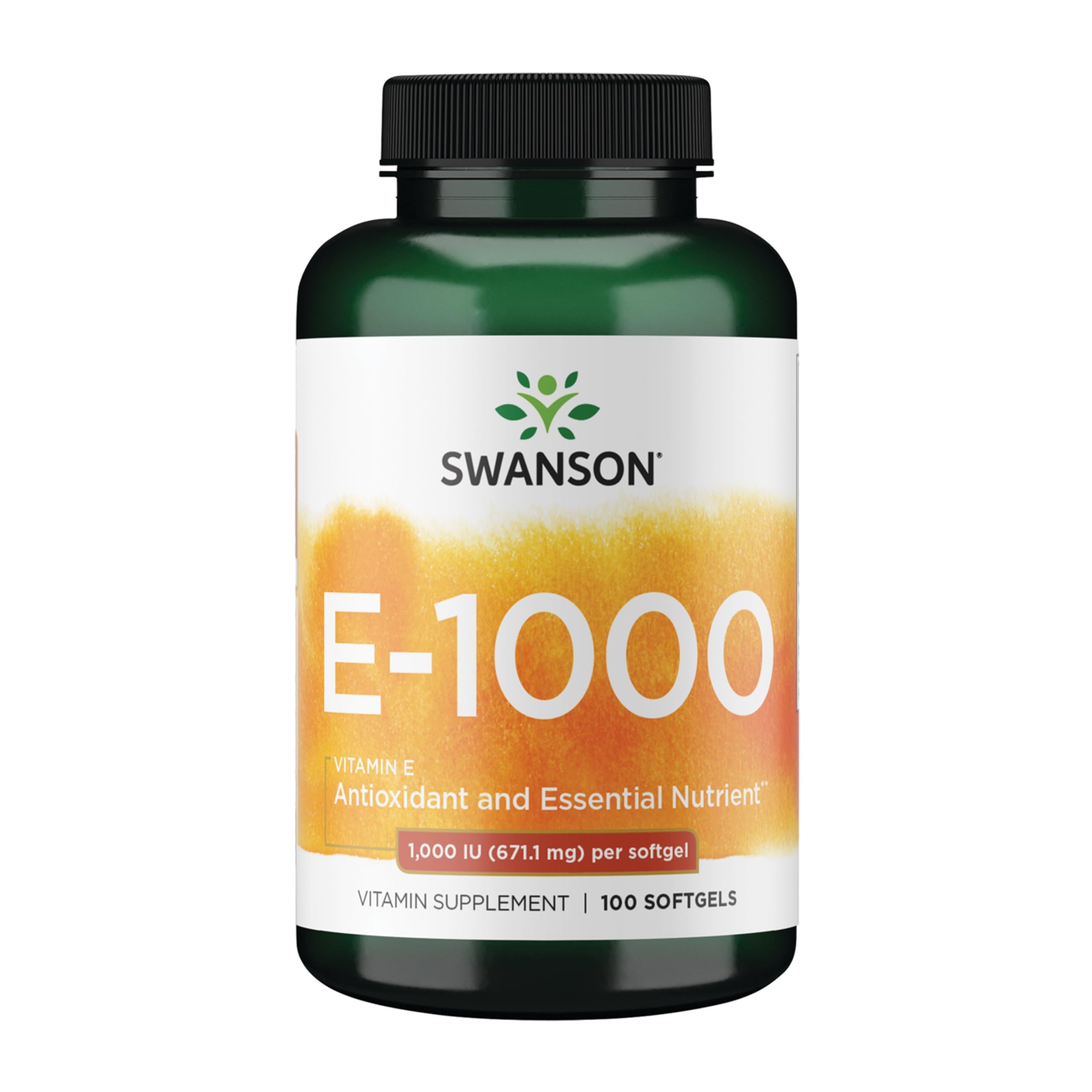 Swanson Vitamine E naturelle en gélules dans la bouteille, soutien potentiel au système cardiovasculaire.