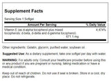 Swanson Vitamine E Mélange Tocophérols, capsules en usage quotidien, formule spectre complet.