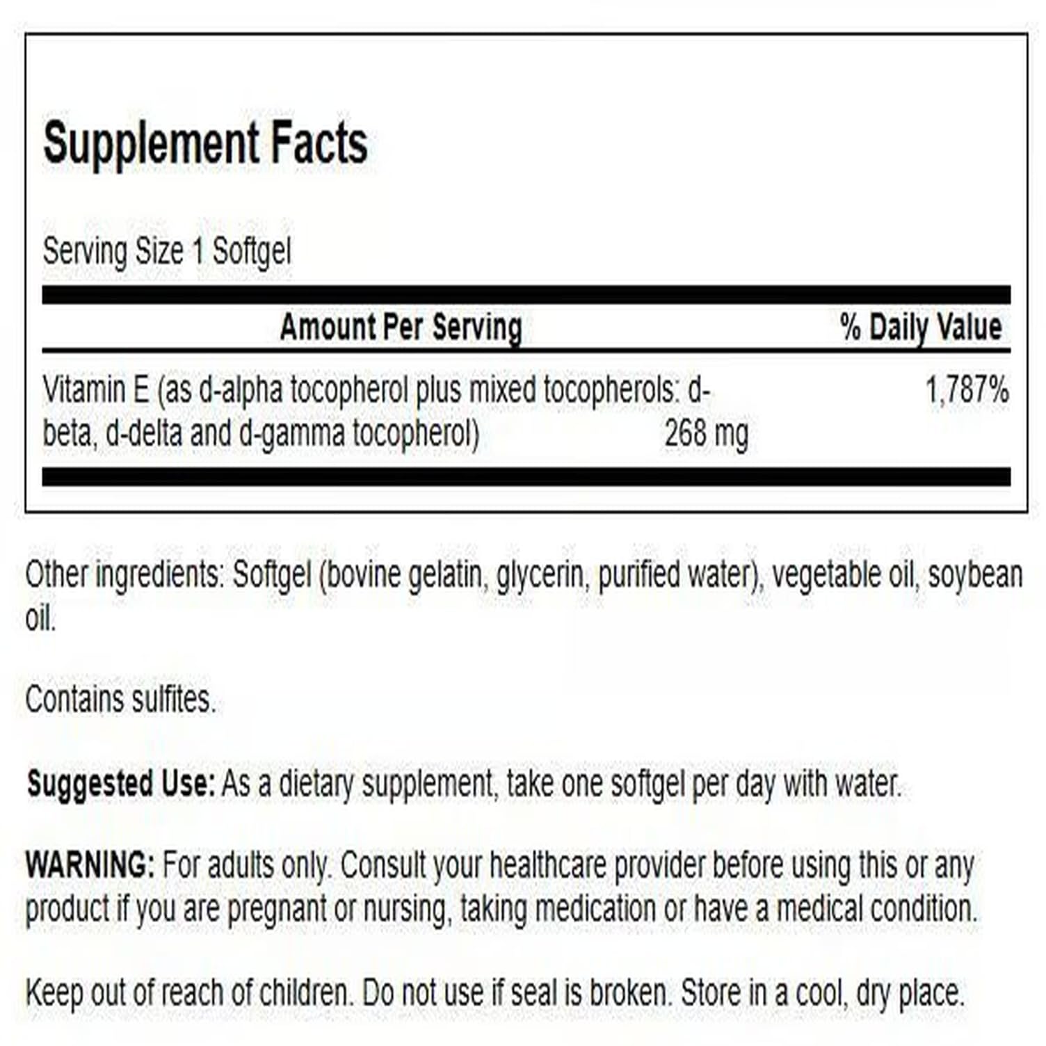 Capsules Swanson vitamine E tocophérols mélangés, prise facile au quotidien.