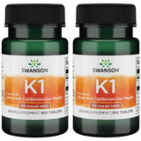 Swanson vitamine K-1 100 mcg, bouteille, peut soutenir la coagulation normale et la santé des os.