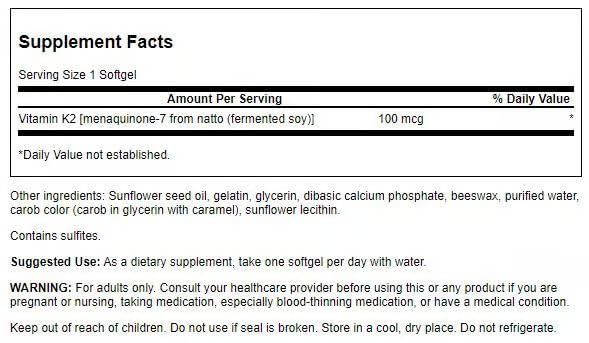 Swanson Vitamine K2 Menaquinone-7 – Étui: dose quotidienne et équilibre du calcium