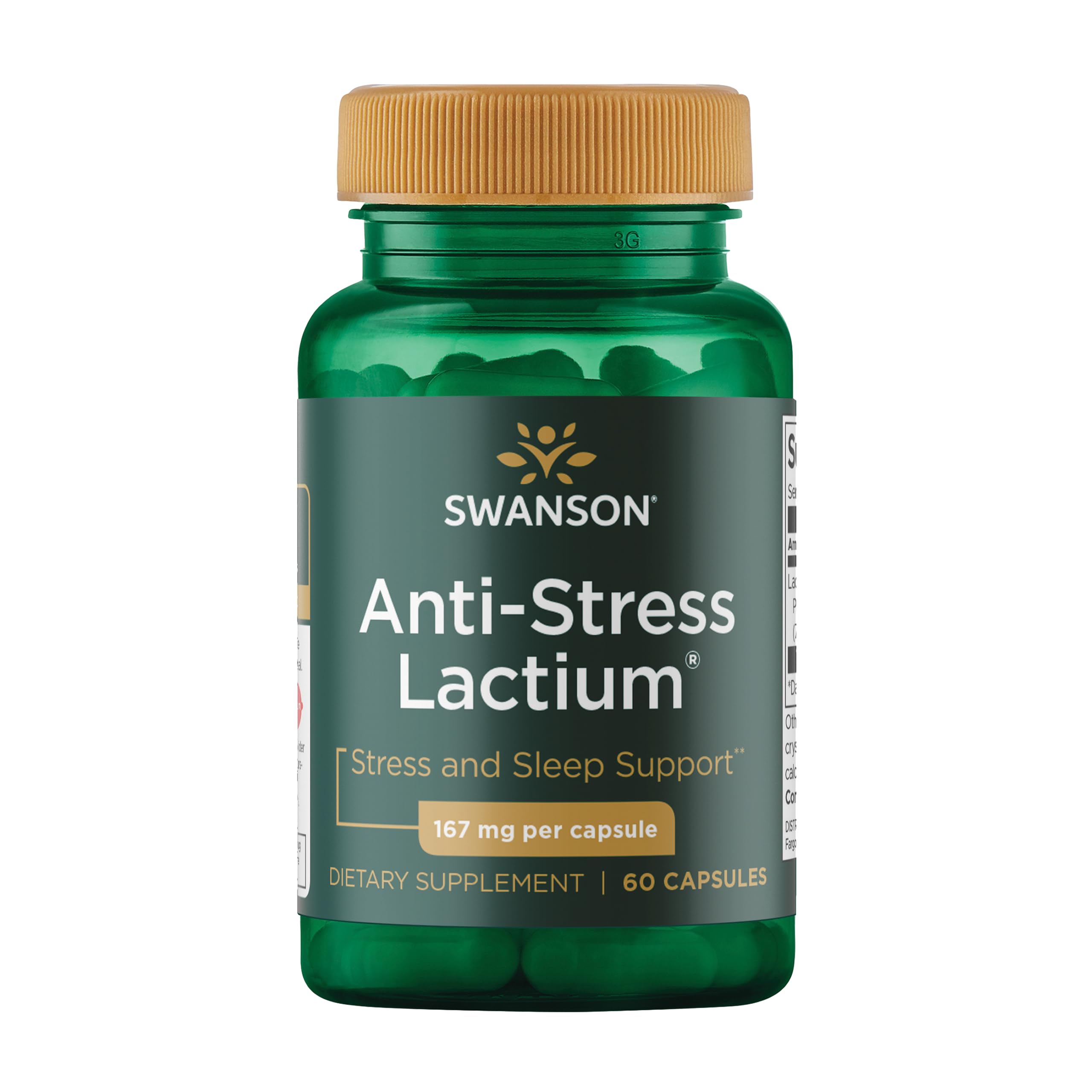 Swanson Anti-Stress Lactium – Bouteille compacte pour une détente potentielle au quotidien.